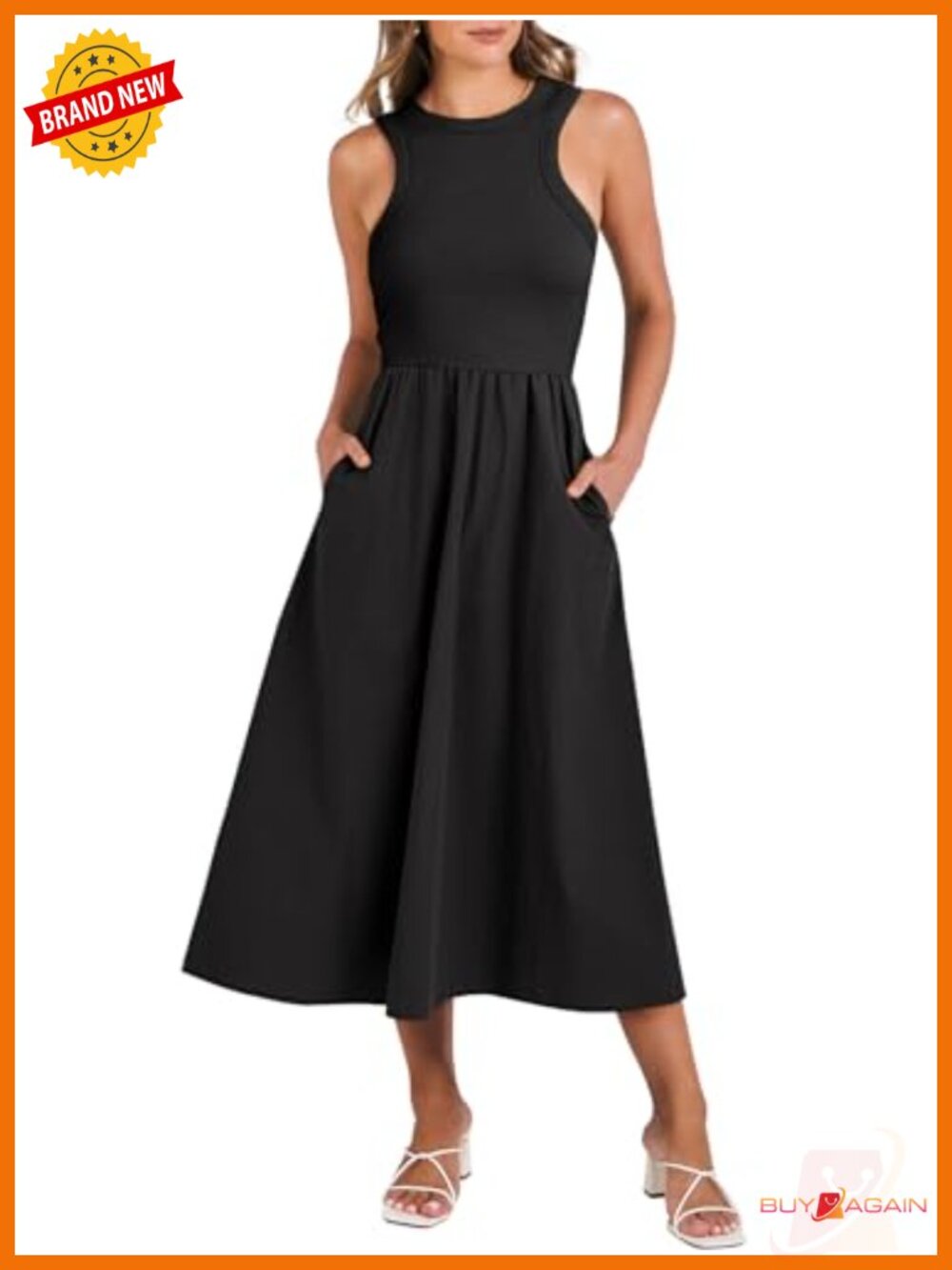 Womens Sleeveless Maxi Dress Flowy Tiered A-Line Summer Travel Casual